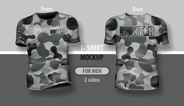 Shirt Para Homem Frente Verso Com Padrão Camuflagem Militar Cinza — Vetor de Stock