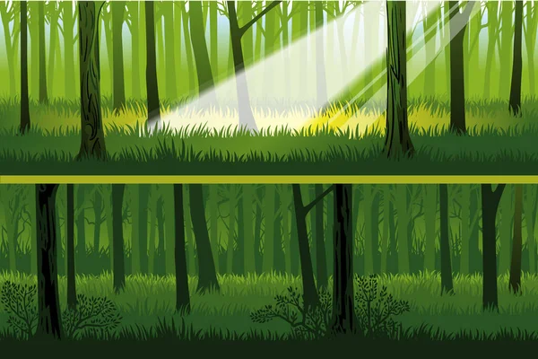 昼と夜の森 2つのベクトル幅バナーのセット — ストックベクタ