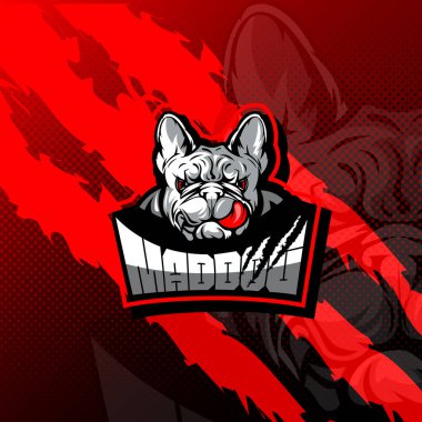 Esport, spor ya da oyun takımı maskotu için kuduz köpek logosu.