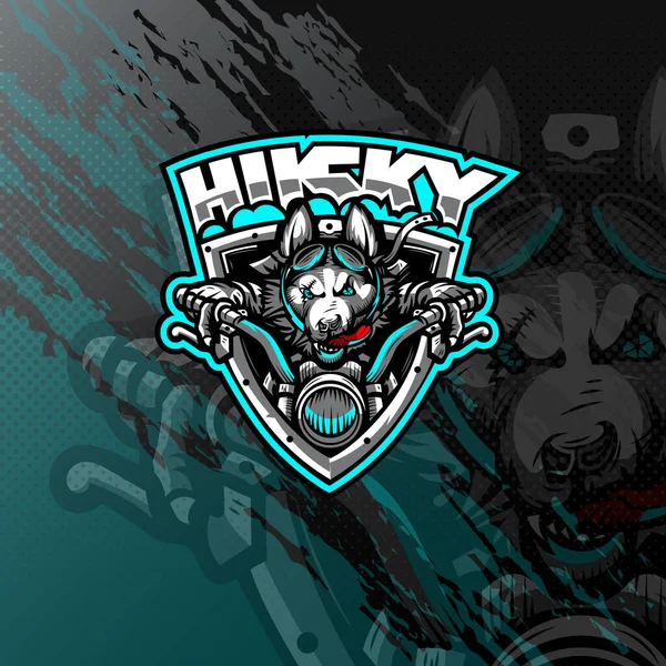 Husky Bikers Logo Dla Esport Sport Lub Maskotka Zespołu Gry — Wektor stockowy