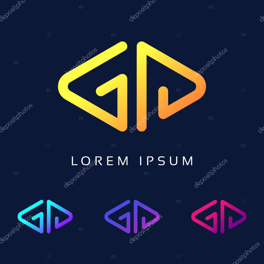 Abstract GP letter logo design vector template