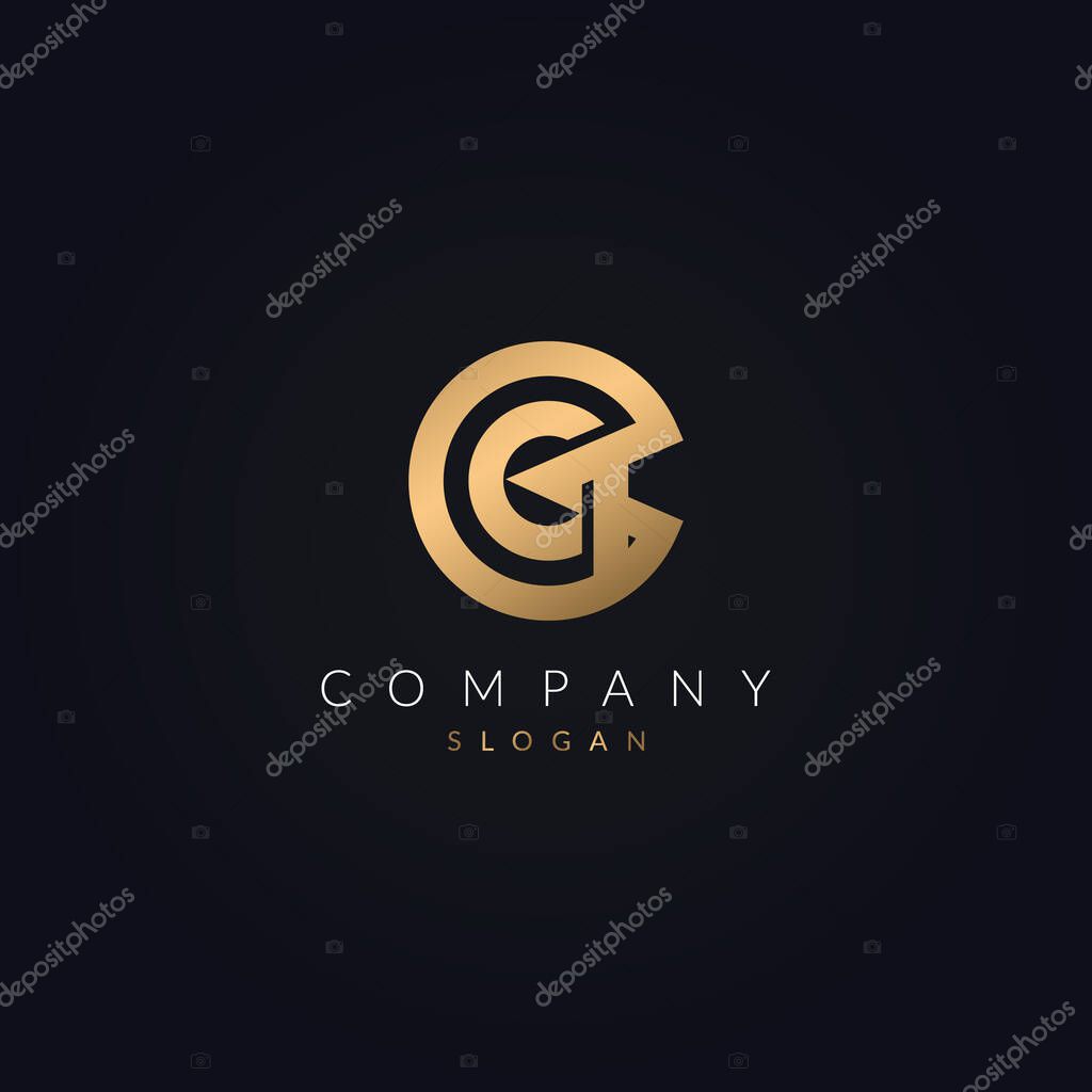 GQ Logo Letter Icon Design Vector template. modern QG logotype golden elements