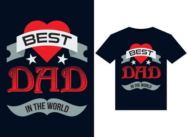 Best Dad World Shirt Design Template Vector Typography Print Illustration — Stock Vector