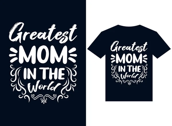 Bästa Mamma Världen Shirt Design Typografi Vektor Illustration Filer För — Stock vektor