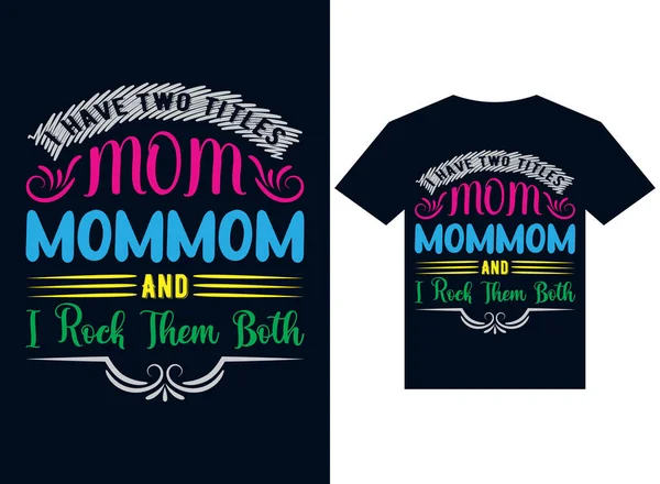 私は2タイトルのお母さんを持っていると印刷のための両方のTシャツデザインタイポグラフィベクトルイラストをロック — ストックベクタ