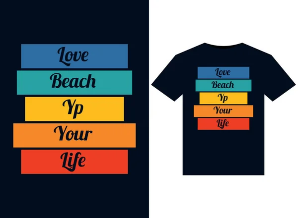 Love Beach Camiseta Diseño Vector Imágenes — Vector de stock