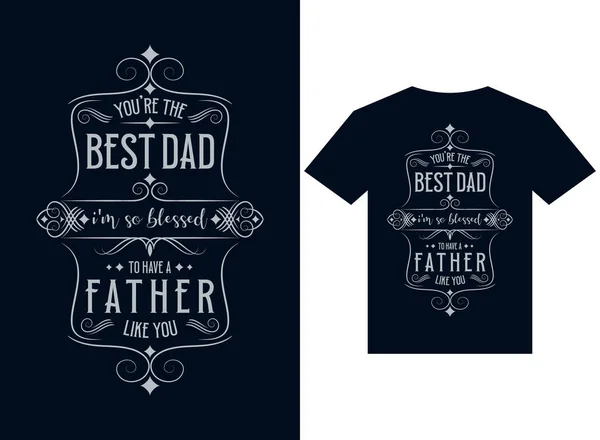 Den Bästa Pappa Shirt Design Typografi Vektor Illustration Filer För — Stock vektor