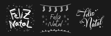 Portekizce Mutlu Noeller vektörü seti. Farklı biçimler.