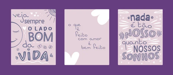 Tre Motivationsaffischer Brasiliansk Portugisiska — Stock vektor