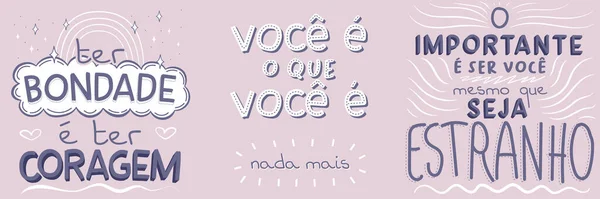 Trzy Zachęcające Plakaty Języku Brazylijskim — Wektor stockowy