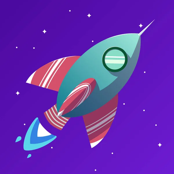 Red Green Rocket Flying Illustration Game Animations — Vettoriale Stock