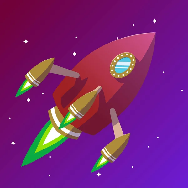 Illustration Von Roten Raumfahrzeugen Weltraum Für Spiel Und Animationen — Stockvektor