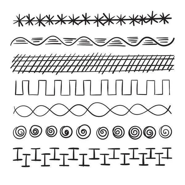 Scribbled Linjer Och Stroke Olika Stilar Och Format — Stock vektor