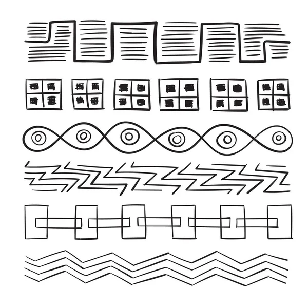 Forme Linee Scarabocchiate Disegnate Mano Diversi Stili — Vettoriale Stock