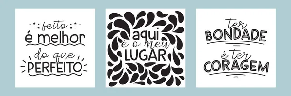 Três Cartazes Letras Português Brasil — Fotografia de Stock