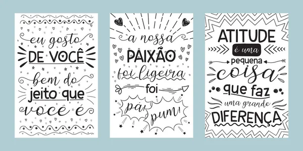 Tres Carteles Letras Portugués Brasileño Frase Alentadora Amorosa — Foto de Stock