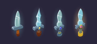 Kılıç illüstrasyon vektör paketi. Oyun ve illüstrasyonlar için mükemmel.