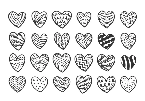 Yazısı Kalp Koleksiyonu Farklı Stil Şekiller — Stok Vektör