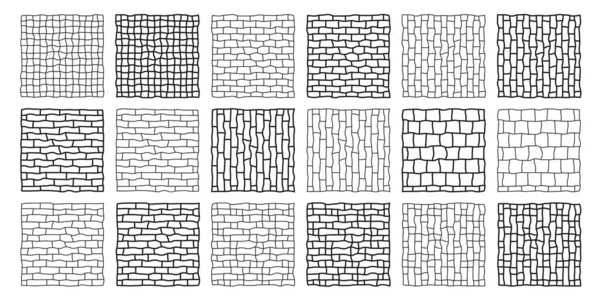 Измельченные Блоки Разных Размеров Стилей Кирпичи Плитки — стоковый вектор