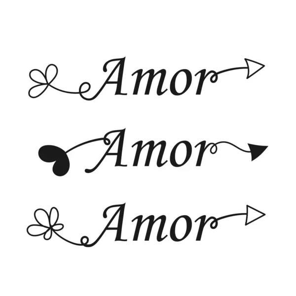 Tres Flechas Amor Portugués Brasileño Traducción Amor — Vector de stock