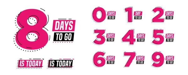 Flashing Magenta Days Numbers Stickers Banners Timer Pack — Wektor stockowy