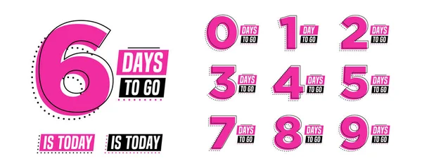 Flashing Pink Days Numbers Stickers Banners Timer Pack — Vettoriale Stock