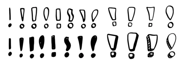 Hand Drawing Exclamation Mark Pack Several Styles — Stok Vektör