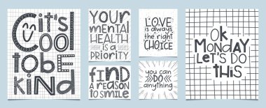 Farklı stillerde altı harfli posterler. İyi organize edilmiş ve tamamen düzenlenebilir..