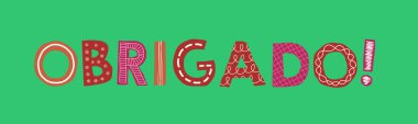 Düzensiz el yazısı. Portekizce teşekkür ederim. Çeviri - Teşekkür ederim
