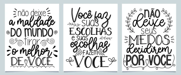 Три Мотивационных Фразы Бразильский Португальский Translation Let Evil World Get — стоковый вектор