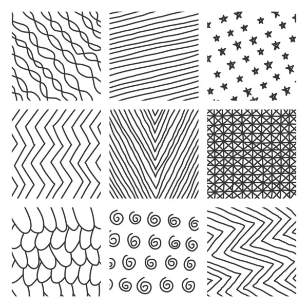 Lignes Traits Manuscrits Dans Différents Styles Parfait Pour Lettrage Texture — Image vectorielle