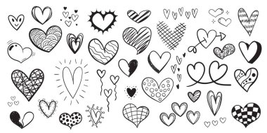 Handwritten doodles hearts collection. Perfect for illustrations.
