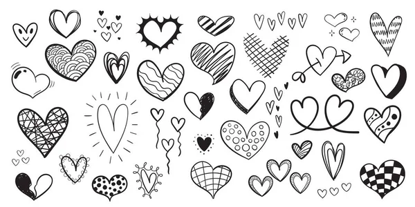 Handwritten Doodles Hearts Collection Perfect Illustrations — Διανυσματικό Αρχείο