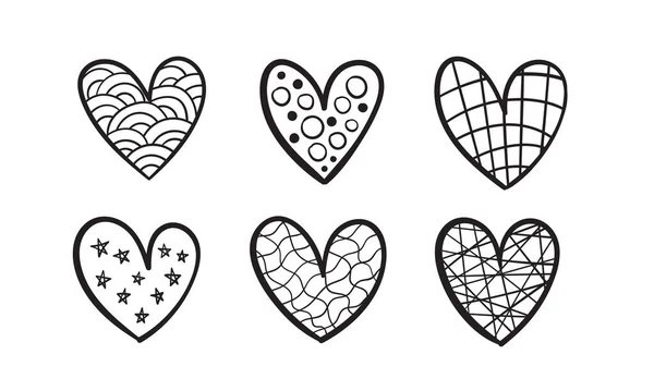 Handwritten Decorated Hearts Perfect Illustrations — Wektor stockowy