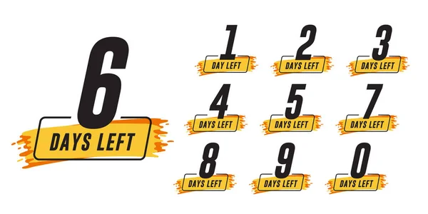 Modern Days Left Numbers Stickers Banners Timer Pack — Vettoriale Stock