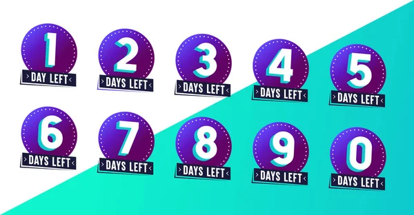 Flashy Number Days Left Stickers Banners Timer Pack — Vettoriale Stock