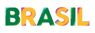 Brazil colorful single word realistic illustration. Translation - Brazil.