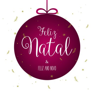 Brezilya Portekizcesi 'nde Noel süsleriyle mutlu noeller. Çeviri - Mutlu Noeller ve Mutlu yıllar.