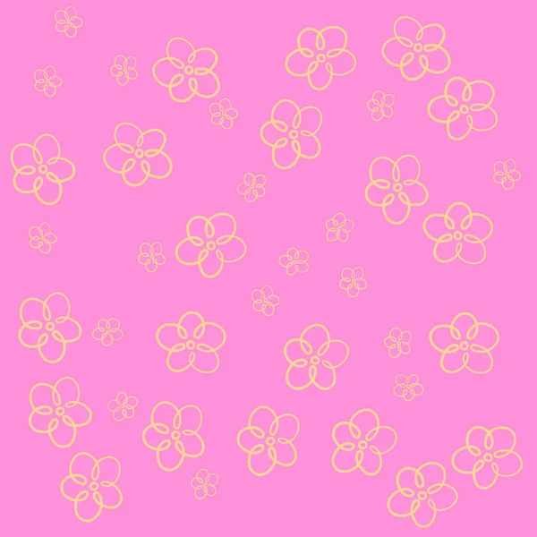 ベージュの輪郭かわいい花 ピンクの背景 編集可能 どんなカスタマイズにも最適 — ストックベクタ