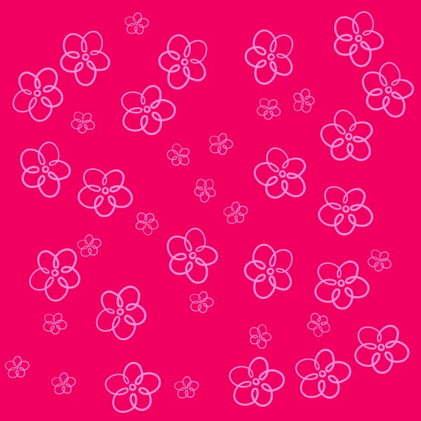 Pinkfarbene Umrisse Niedlicher Blumen Dunkelrosa Hintergrund Voll Editierbar Perfekt Für — Stockvektor