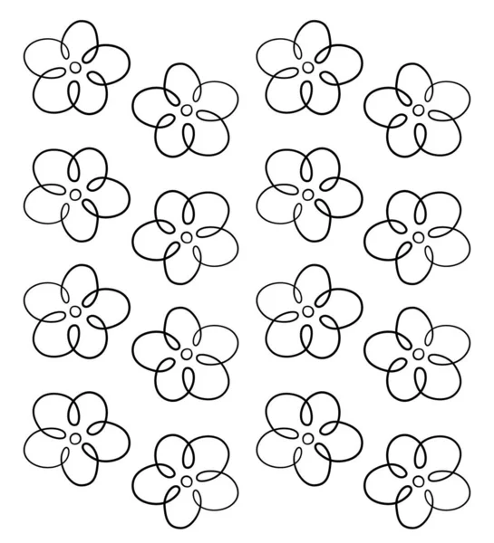 Black Outline Cute Flowers Fully Editable Perfect Any Customization — Stock Vector