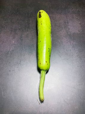 Şişe kabağı, Lagenaria Siceraria siyah arka planda izole edilmiş.. 