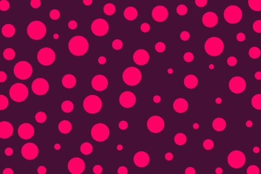 Renkli arkaplana rastgele renkli noktalar ve noktalar serpiştirilmiş. Kalın renkli noktalar, dağılım şablonu. Modern vektör illüstrasyonu.