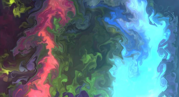 Strömmar Genomskinliga Nyanser Ormmetalliska Virvlar Och Skummande Färgsprayer Formar Landskapet — Stockfoto