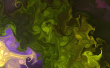 Sıvı sanat dokusu. Soyut kıvrımlı boya efektli bir arka plan. Sıvı akrilik sanat eseri ve güzel karışık boyalar. İç mekan posteri olarak kullanılabilir..