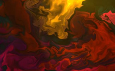 Sıvı sanat dokusu. Soyut kıvrımlı boya efektli bir arka plan. Sıvı akrilik sanat eseri ve güzel karışık boyalar. İç mekan posteri olarak kullanılabilir..