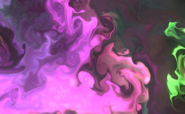 Sıvı sanat dokusu. Soyut kıvrımlı boya efektli bir arka plan. Sıvı akrilik sanat eseri ve güzel karışık boyalar. İç mekan posteri olarak kullanılabilir..