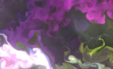 Sıvı sanat dokusu. Soyut kıvrımlı boya efektli bir arka plan. Sıvı akrilik sanat eseri ve güzel karışık boyalar. İç mekan posteri olarak kullanılabilir..