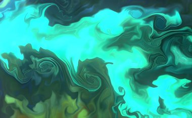Sıvı sanat dokusu. Soyut kıvrımlı boya efektli bir arka plan. Sıvı akrilik sanat eseri ve güzel karışık boyalar. İç mekan posteri olarak kullanılabilir..