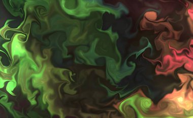 Sıvı sanat dokusu. Soyut kıvrımlı boya efektli bir arka plan. Sıvı akrilik sanat eseri ve güzel karışık boyalar. İç mekan posteri olarak kullanılabilir..